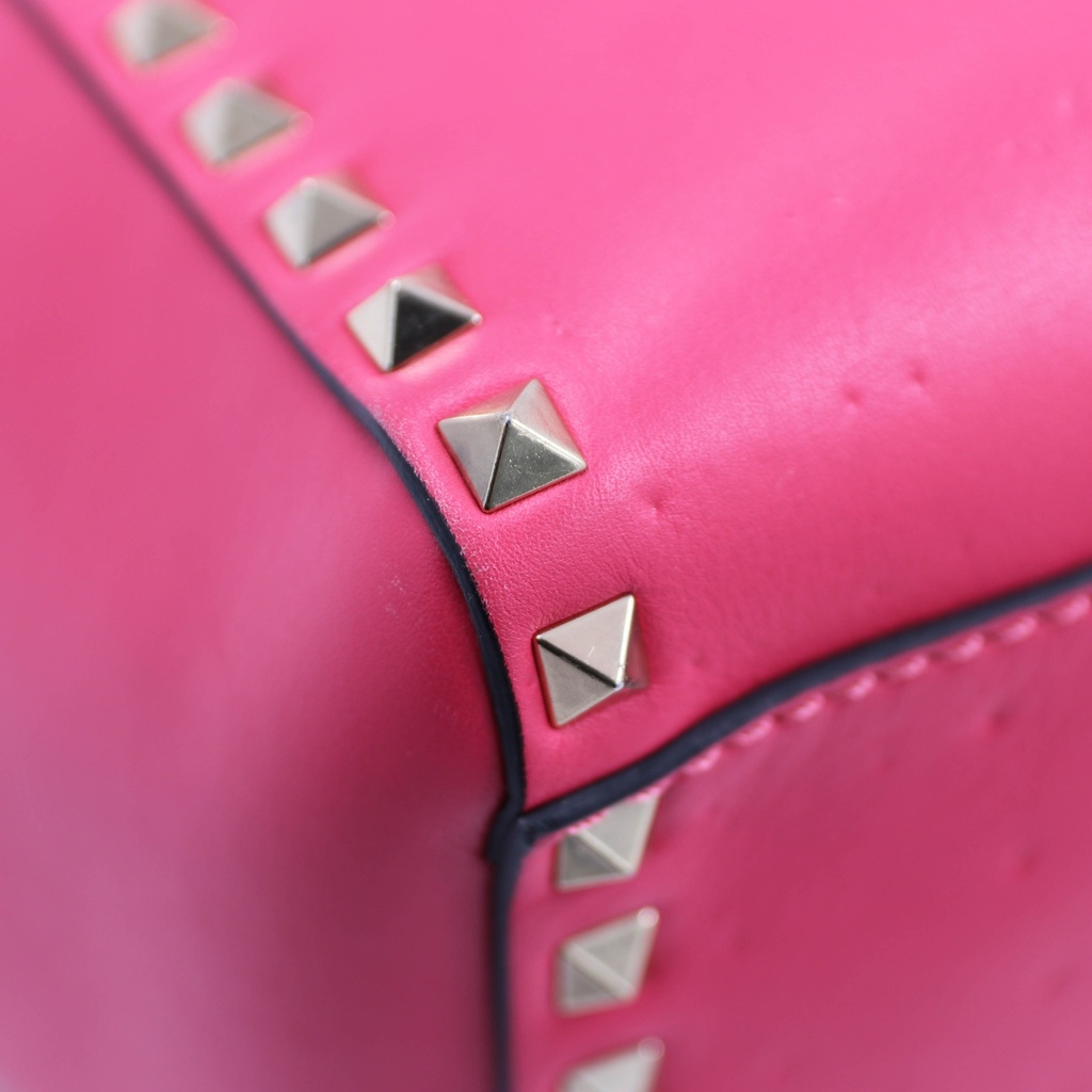 Valentino Vitello Small Rockstud Top Handle Pink Bag