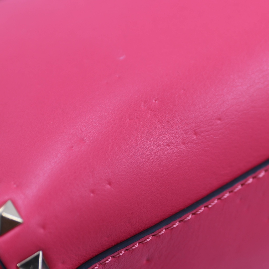 Valentino Vitello Small Rockstud Top Handle Pink Bag