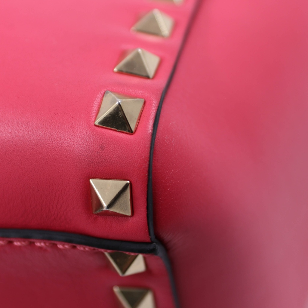 Valentino Vitello Small Rockstud Top Handle Pink Bag