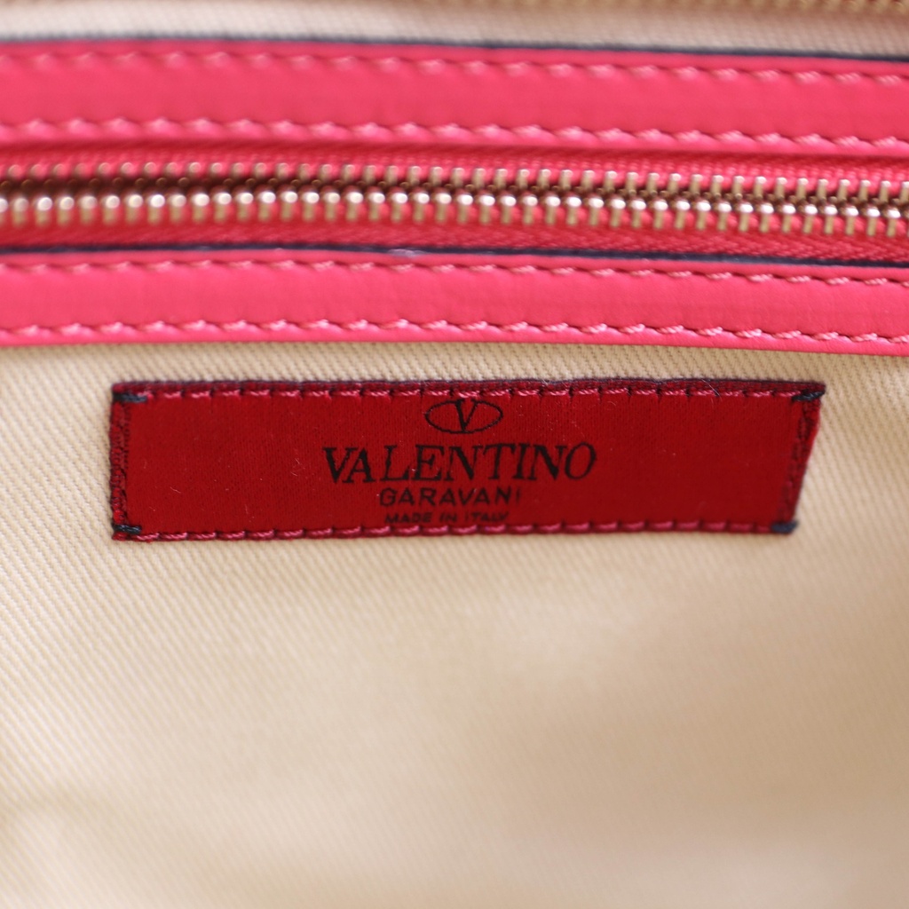 Valentino Vitello Small Rockstud Top Handle Pink Bag
