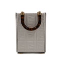 Fendi Zucca Sunshine Shopper Small Leather Handbag White