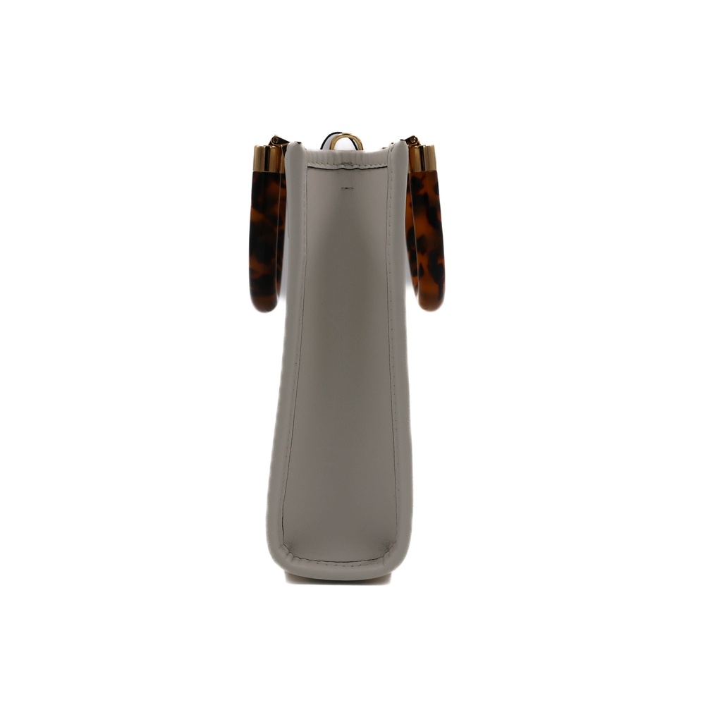 Fendi Zucca Sunshine Shopper Small Leather Handbag White