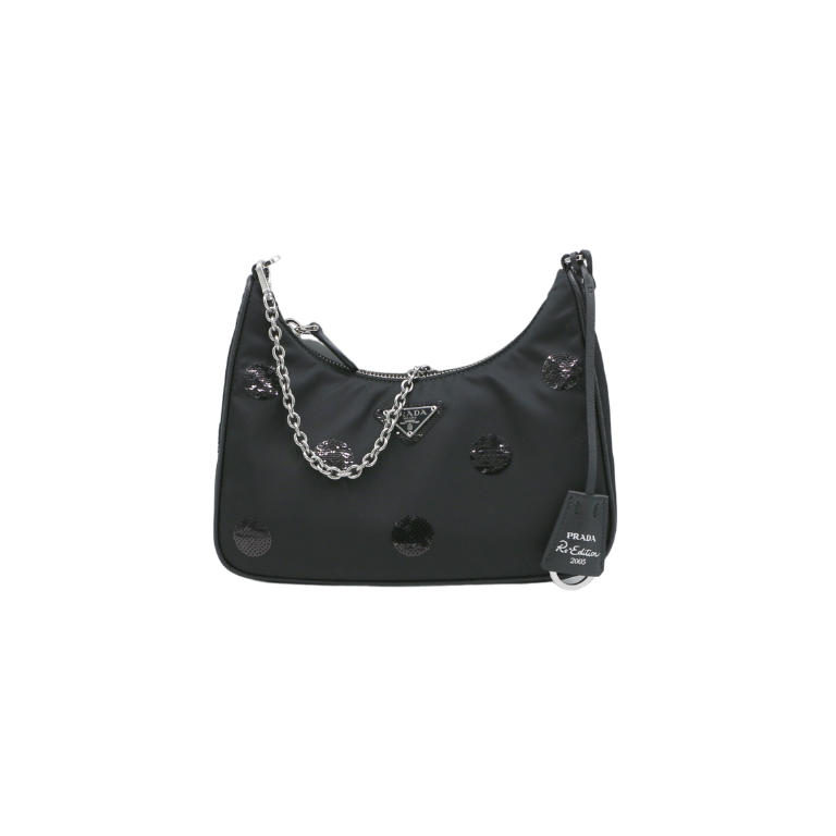 Prada Re-Edition 2005 Tessuto Shoulder Bag Sequin Polka Dots