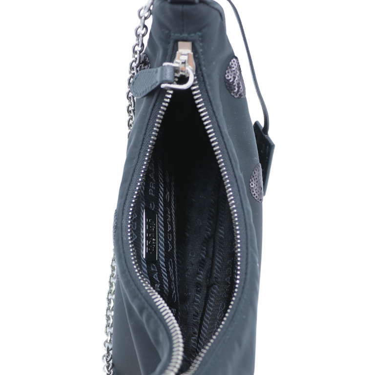 Prada Re-Edition 2005 Tessuto Shoulder Bag Sequin Polka Dots