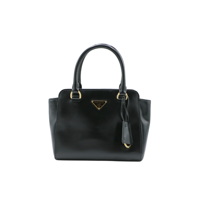 Prada Saffiano Lux Black Mini Handle Bag
