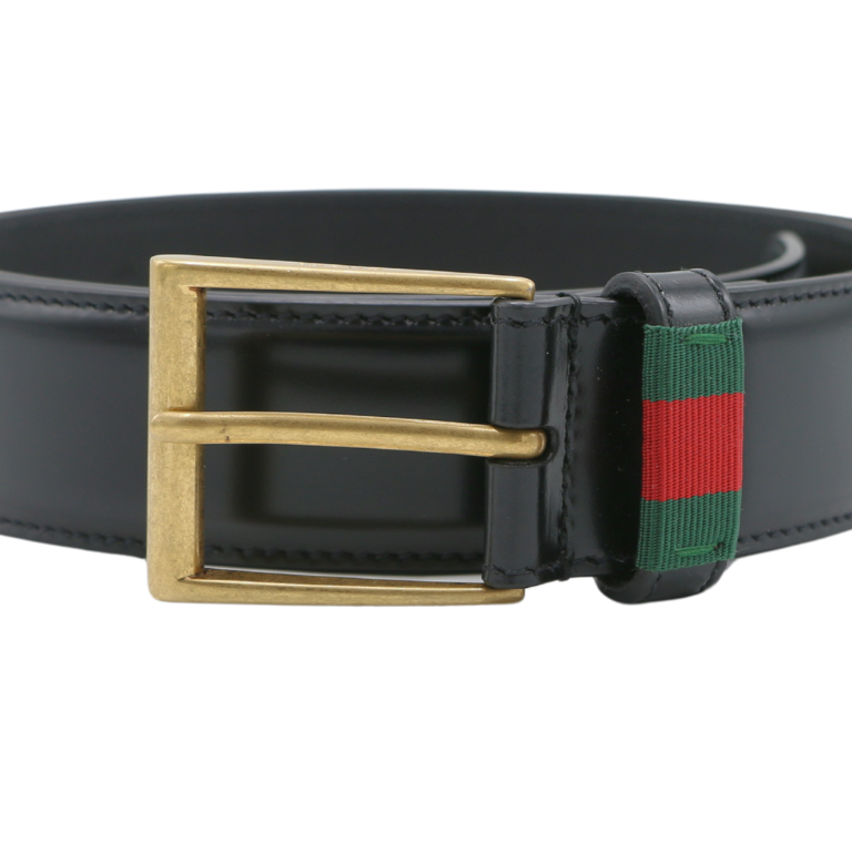 Gucci Leather Belt With Web 495125 95 38