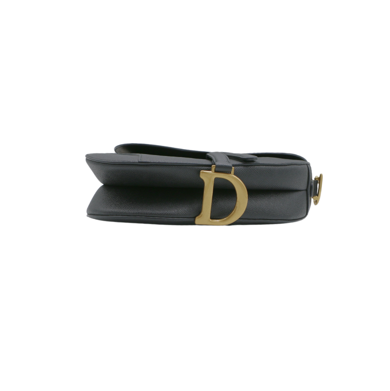 Christian Dior Grained Calfskin Saddle Bag Black