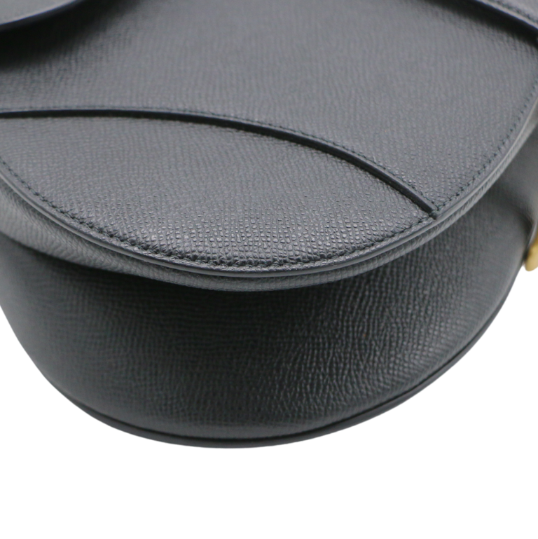 Christian Dior Grained Calfskin Saddle Bag Black
