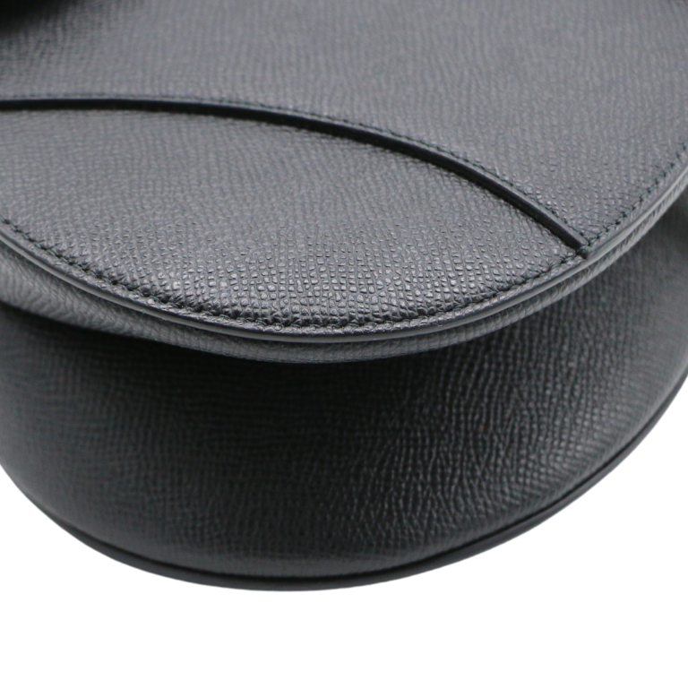 Christian Dior Grained Calfskin Saddle Bag Black