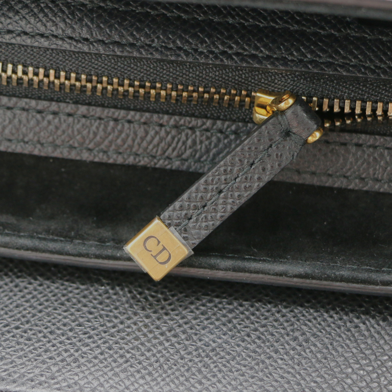 Christian Dior Grained Calfskin Saddle Bag Black