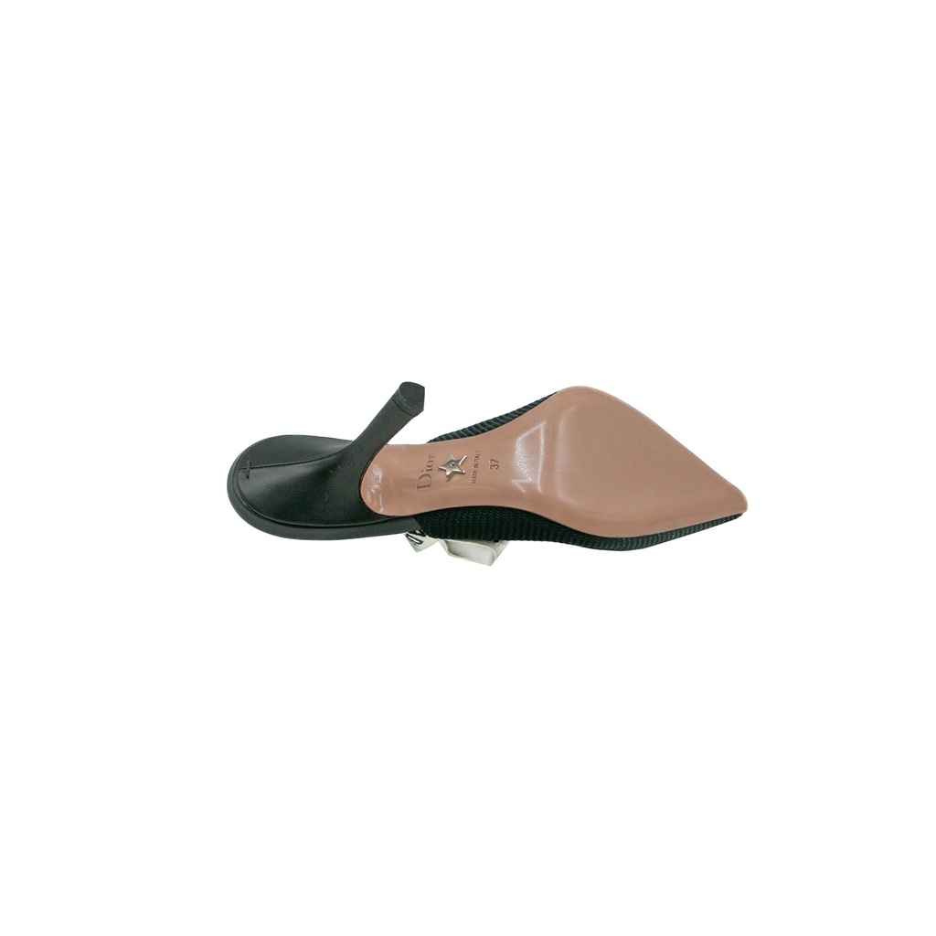 Christian Dior J'Adior Slingback Pump Black Technical Fabric In Size 37