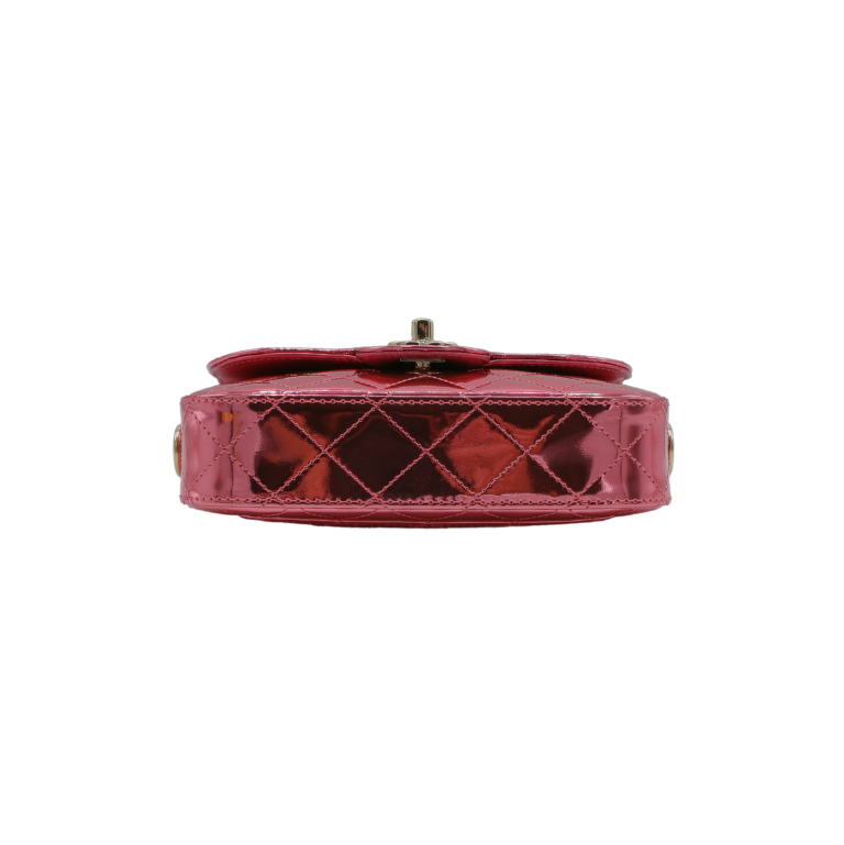 Chanel Mirror Calfskin Metallic Lambskin Hollywood Boulevard Mini Flap Pink