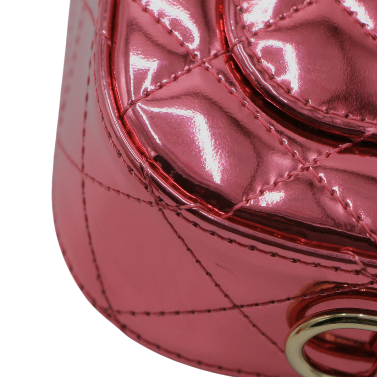 Chanel Mirror Calfskin Metallic Lambskin Hollywood Boulevard Mini Flap Pink