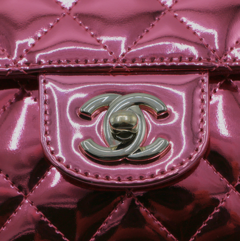 Chanel Mirror Calfskin Metallic Lambskin Hollywood Boulevard Mini Flap Pink