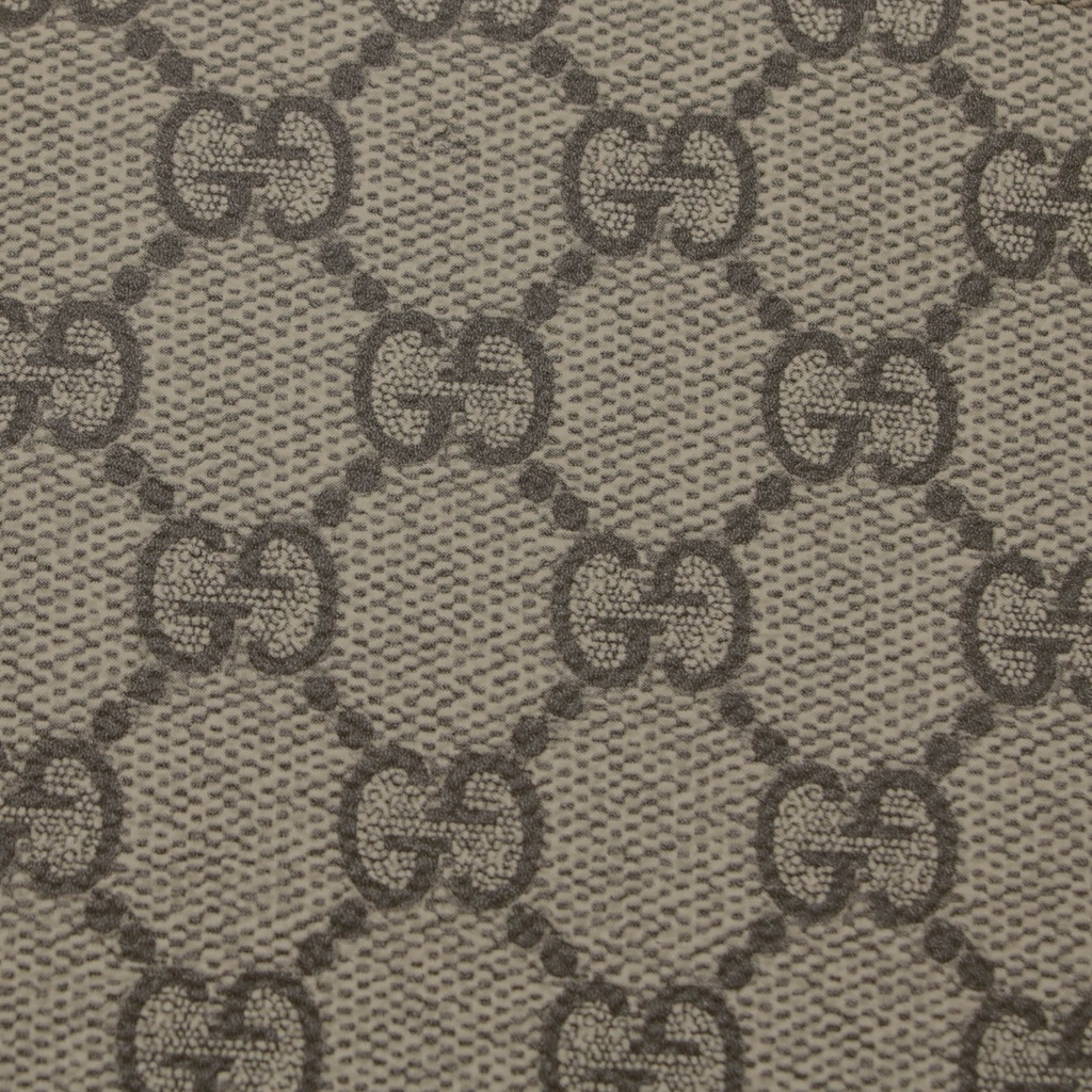 Gucci GG Emblem Bi-Fold Wallet In Beige And Dark Brown Fabric 821206