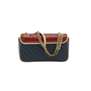 Gucci GG Marmont Small Shoulder Bag Matelassé Blue and Red 443497