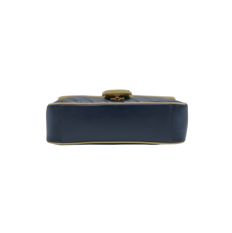 Gucci GG Marmont Small Shoulder Bag Matelassé Blue and Red 443497