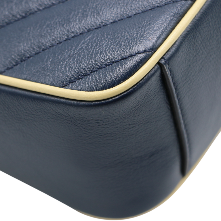 Gucci GG Marmont Small Shoulder Bag Matelassé Blue and Red 443497
