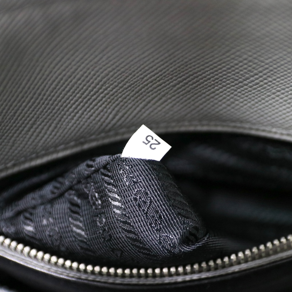 Prada Saffiano Cuir Small Double Bag Ardesia Black