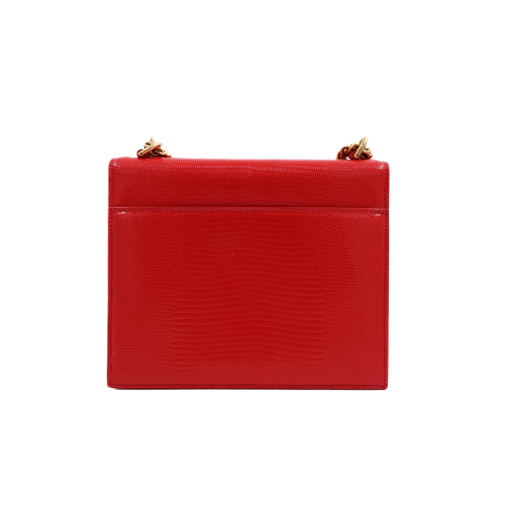 Balenciaga Vivid Red Reptile Embossed Patent Leather Bag