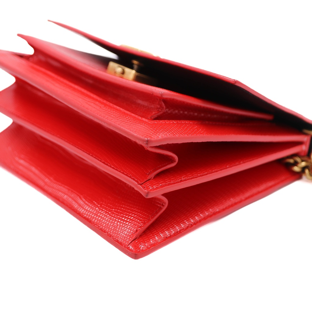 Balenciaga Vivid Red Reptile Embossed Patent Leather Bag