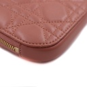 Christian Dior Lady Dior Cannage Phone Holder Leather Chain Shoulder Bag Pink