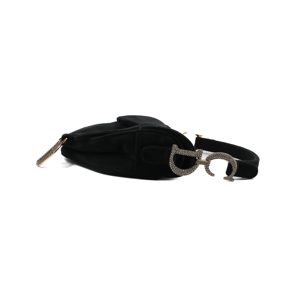 Christian Dior Velvet Saddle Mini Black Bag