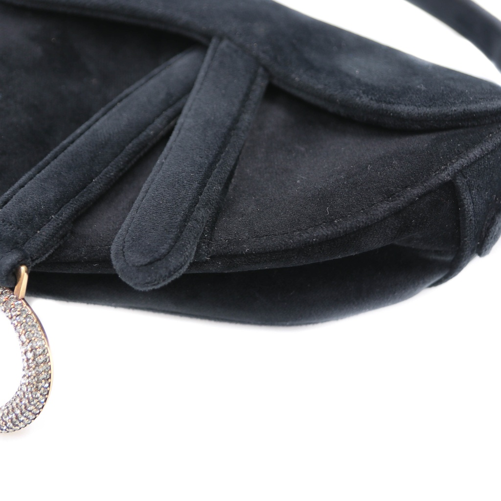 Christian Dior Velvet Saddle Mini Black Bag