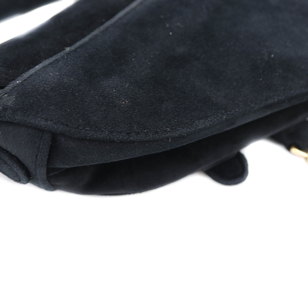 Christian Dior Velvet Saddle Mini Black Bag