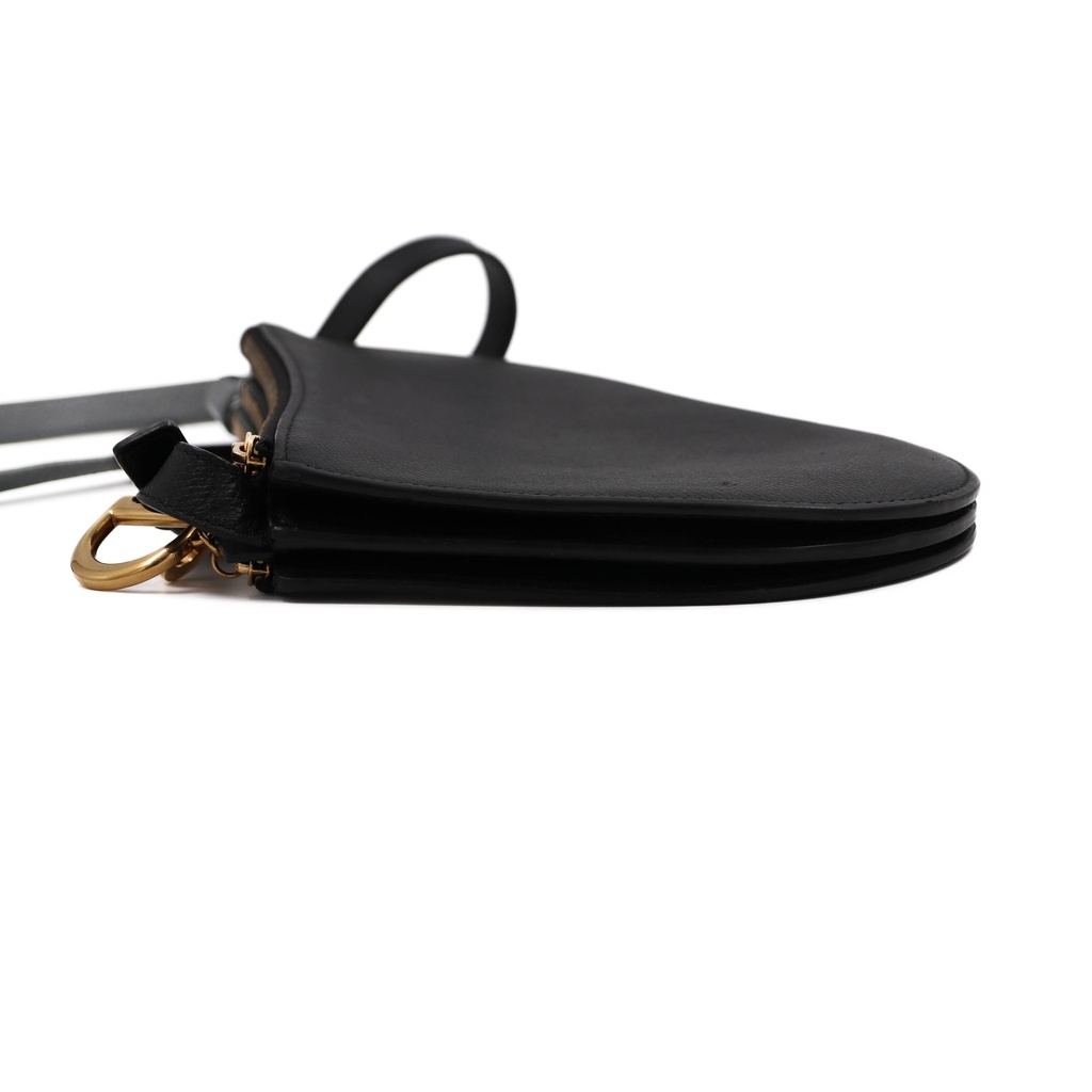 Christian Dior Saddle Triple Zip Black Bag