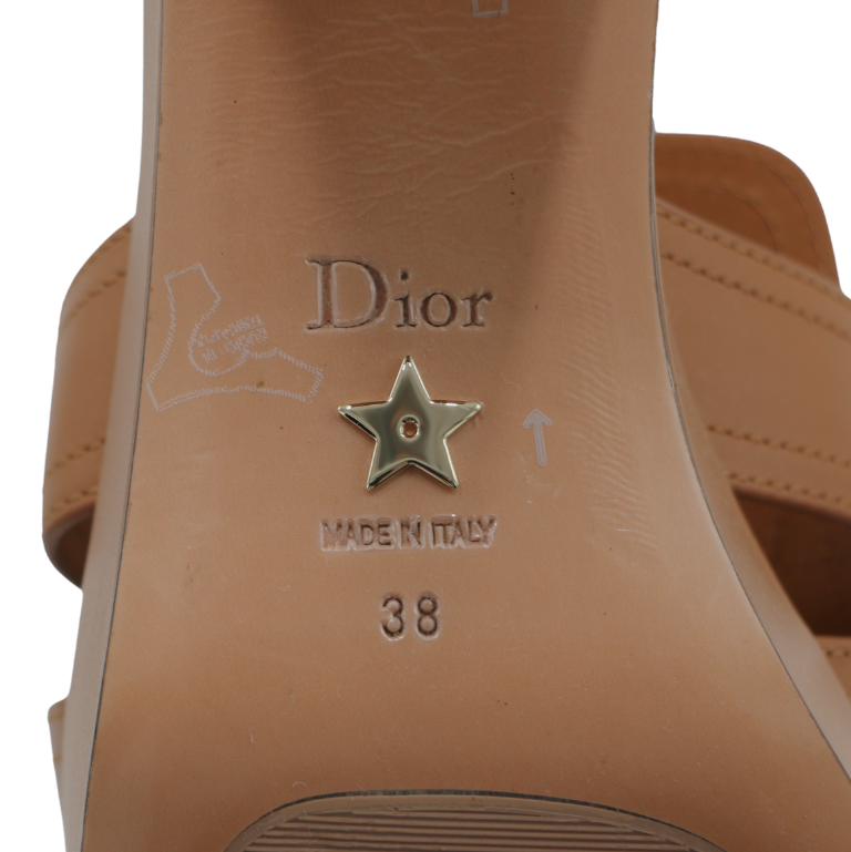Christian Dior Calfskin 30 Montaigne Mid-Heel Sandals In Size 38