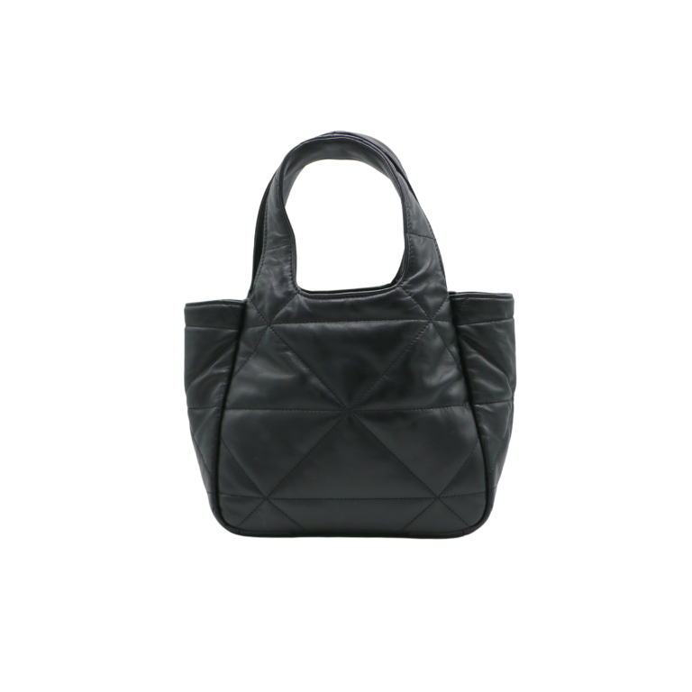 Prada Triangle Quilted Nappa Small Tote Black Leather