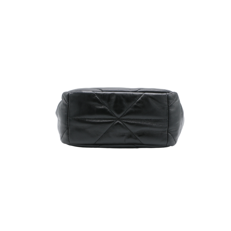 Prada Triangle Quilted Nappa Small Tote Black Leather