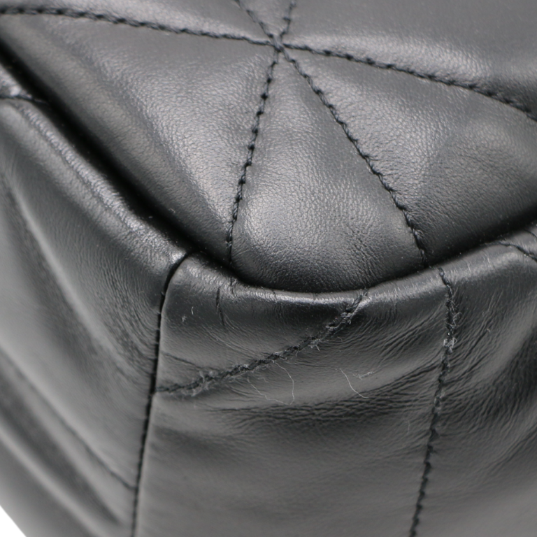 Prada Triangle Quilted Nappa Small Tote Black Leather