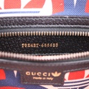 Gucci X ADIDAS Crystal Vintage Monogram Textured Dollar Calfskin Web Trefoil Logo Small Messenger Bag Black 702427