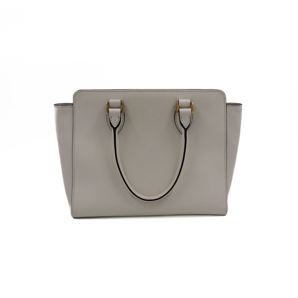 Prada Saffiano Soft Calfskin Small Zippered Tote White