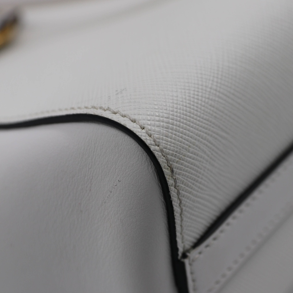 Prada Saffiano Soft Calfskin Small Zippered Tote White