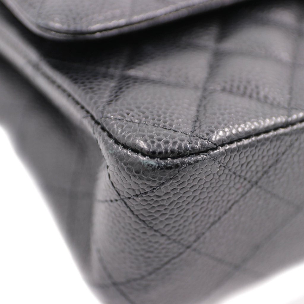 Chanel Classic Caviar Leather Medium Double Flap Bag Black