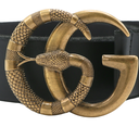 Gucci  Faded Calfskin Snake Double G 458949 In Size 90 36