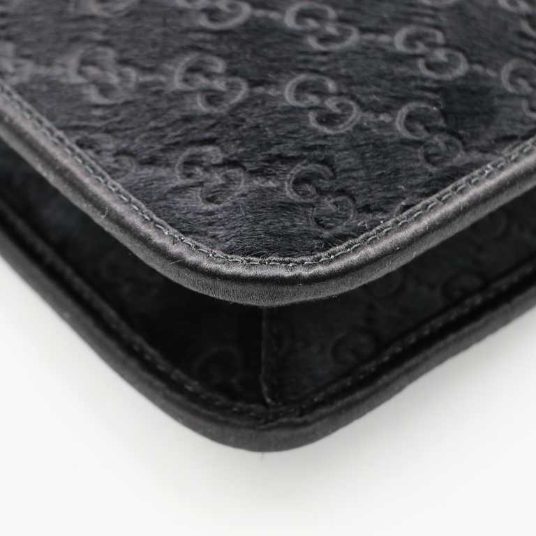 Gucci Horsebit Detailed Leather Trimmed Calf Hair Shoulder Bag