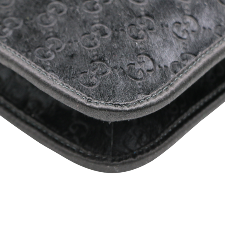 Gucci Horsebit Detailed Leather Trimmed Calf Hair Shoulder Bag