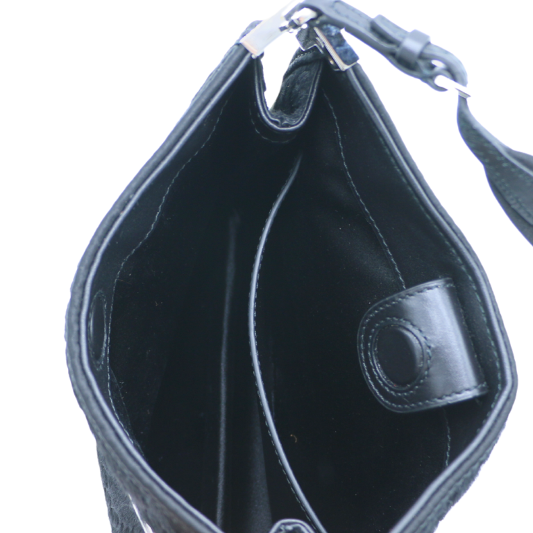 Gucci Horsebit Detailed Leather Trimmed Calf Hair Shoulder Bag