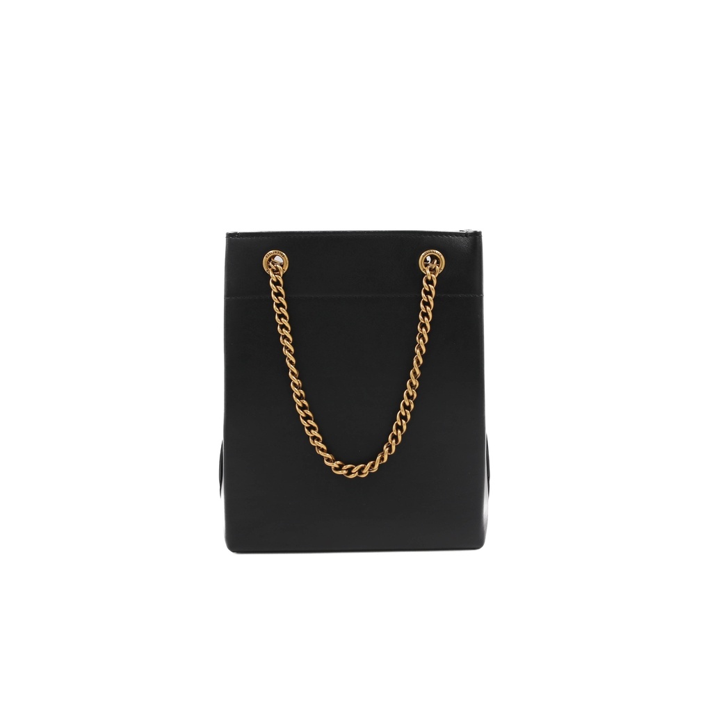 Balenciaga Logo Black Leather Small Tote Bag