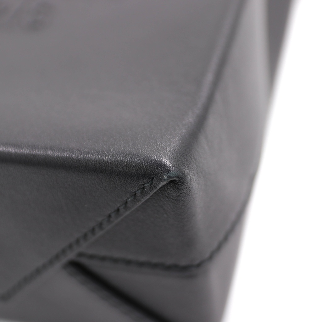 Balenciaga Logo Black Leather Small Tote Bag