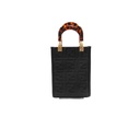 Fendi Vitello FF Embossed Mini Fendi Sunshine Shopper Tote Black