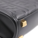 Fendi Vitello FF Embossed Mini Fendi Sunshine Shopper Tote Black