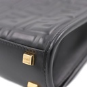 Fendi Vitello FF Embossed Mini Fendi Sunshine Shopper Tote Black