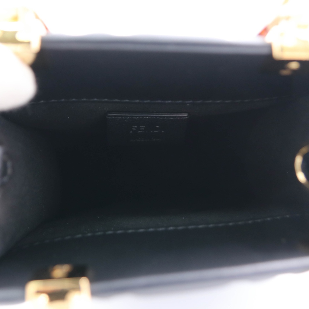 Fendi Vitello FF Embossed Mini Fendi Sunshine Shopper Tote Black