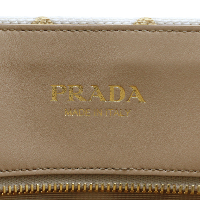 Prada Large Symbole Embroidered Fabric Handbag