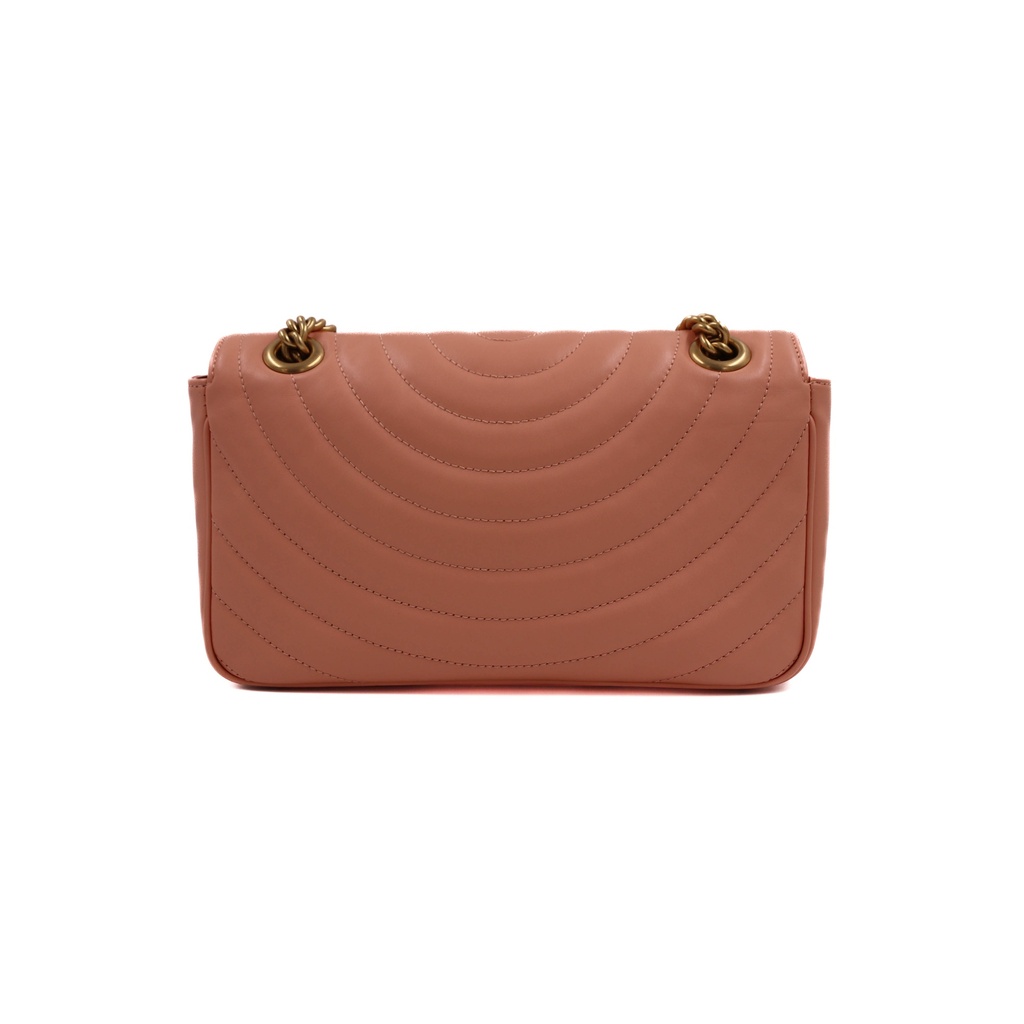 Gucci GG Marmont Small Shoulder Bag Matelassé Pink 443497
